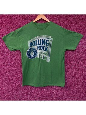 Rolling Rock Beer Classic Logo Distressed T-Shirt XL